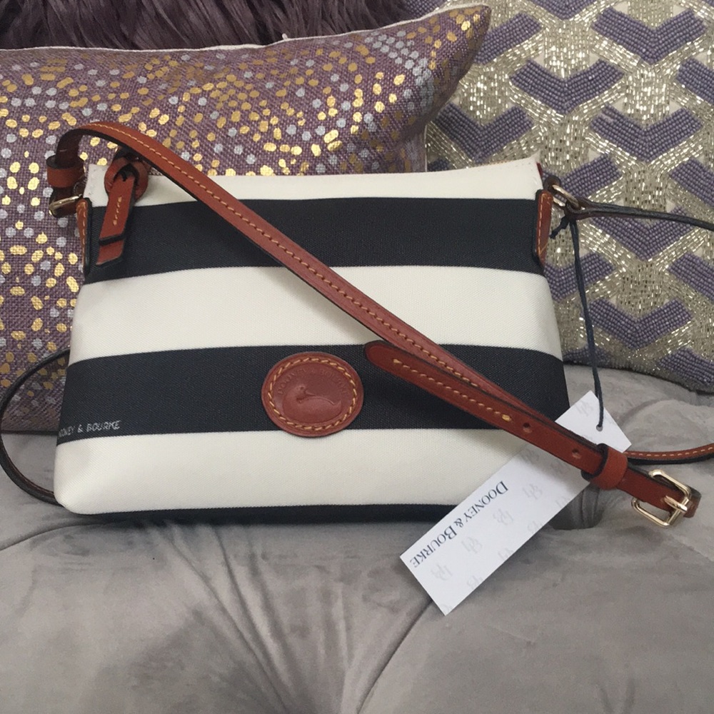 NAVY AND WHITE STRIPE CROSSBODY